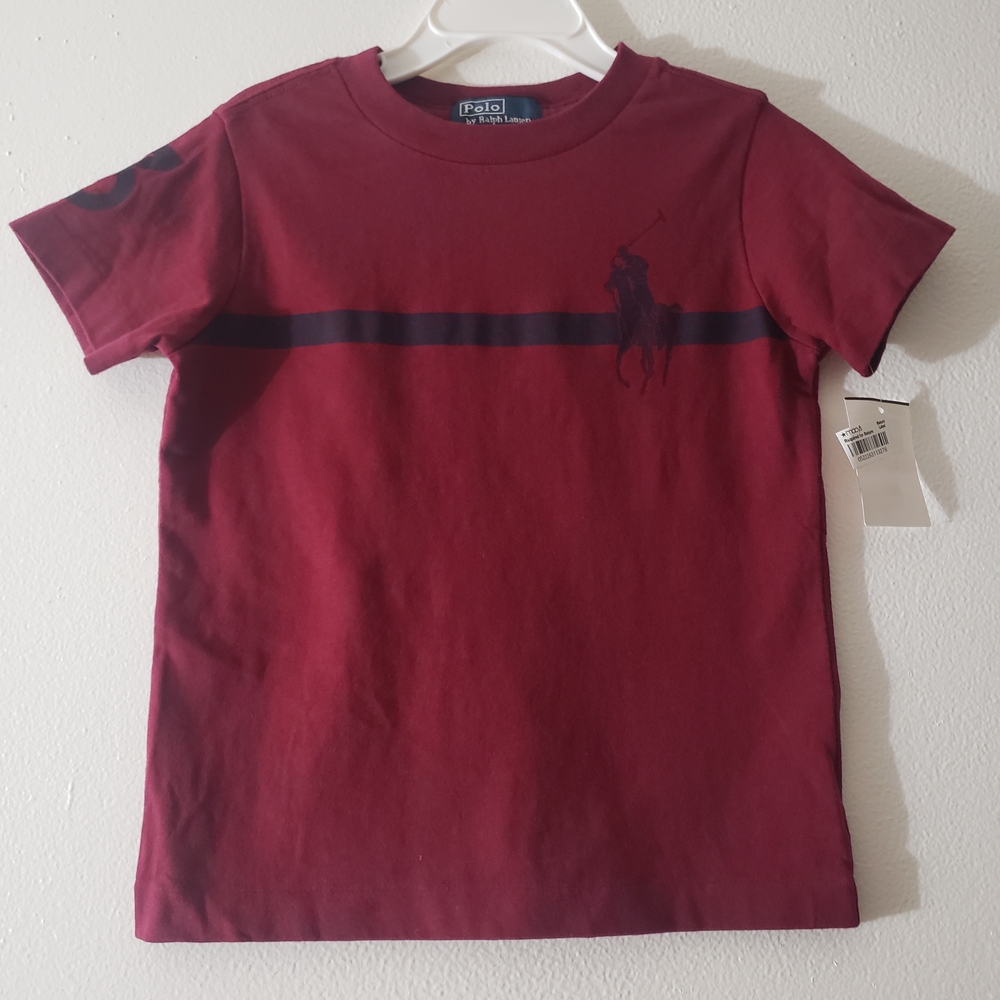 Polo by Ralph Lauren Kids Tee Shirt Short Sleeve Size 2T Color Maroon & Navy NWT